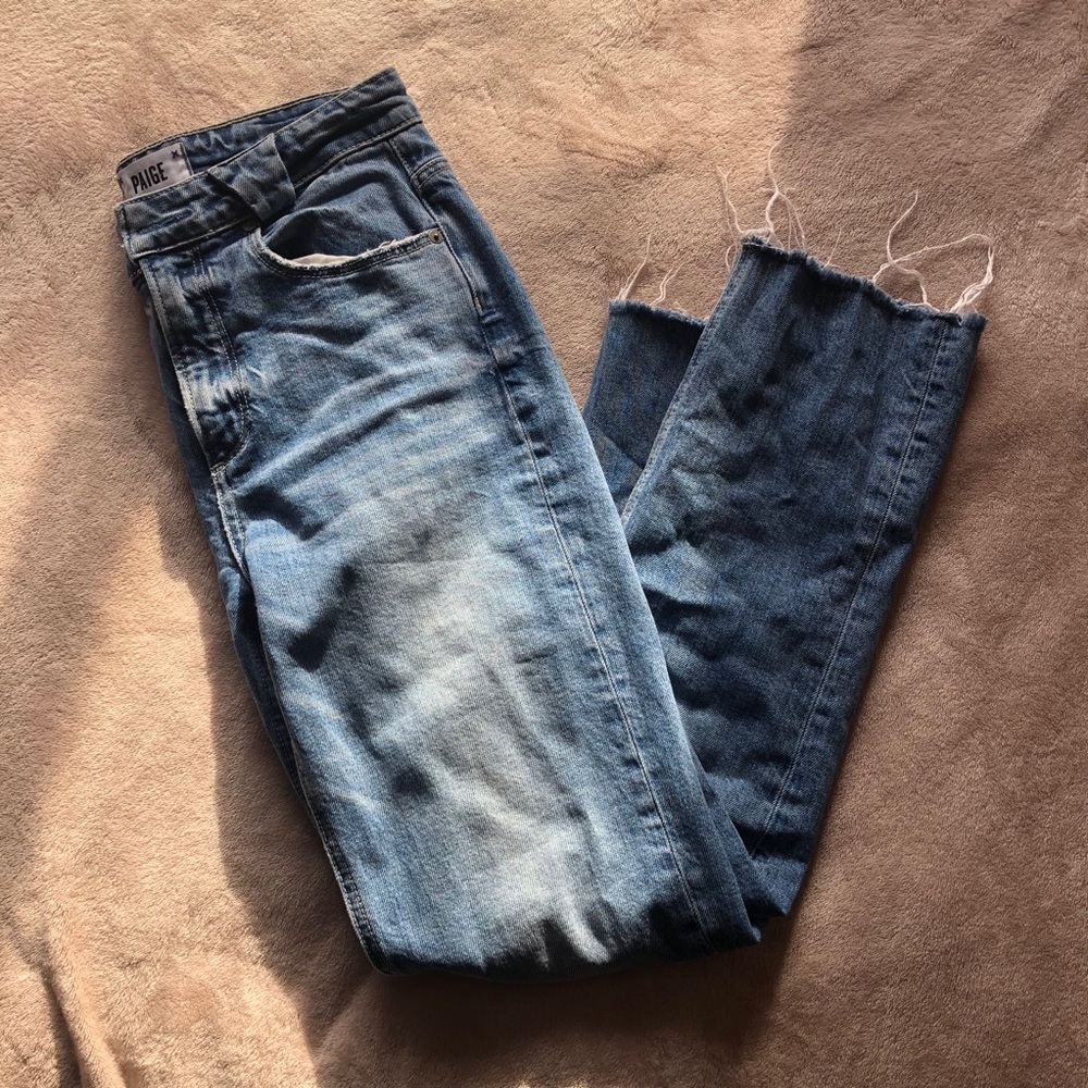 Paige Hoxton Straight Jeans Light Wash Faded